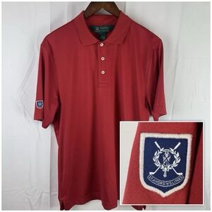 Brooks Brothers St Andrews Links Scotland Mens Polo‎ Shirt Medium Red Golf